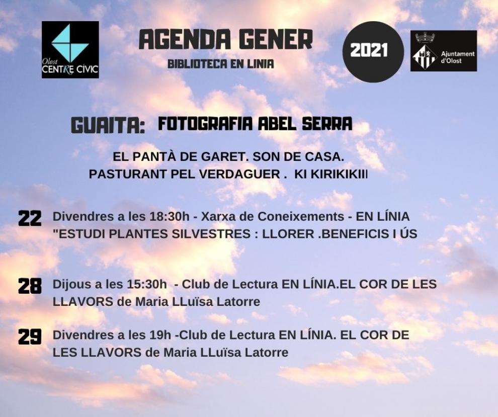 Agenda d'activitats al Centre Cívic el mes de gener